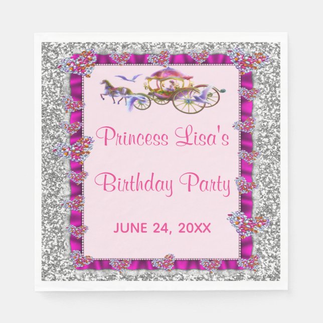 Serviette En Papier Ruban rose Parties scintillant d'argent Royal Prin (Devant)