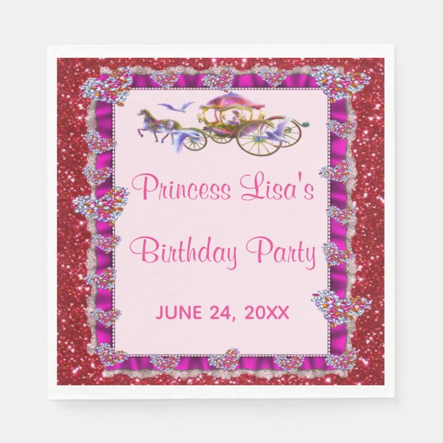 Serviette En Papier Ruban rose Parties scintillant rouge Royal Princes (Devant)