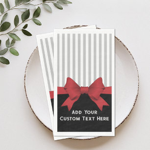 Serviette En Papier Ruban rouge et rayure élégants et modernes personn