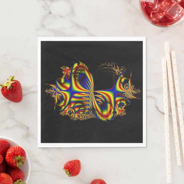 Serviette En Papier Rubans | Arc-en-ciel Fractal Art (En situation)
