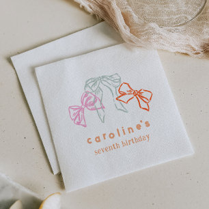 Serviette En Papier Rubans et vaches Watercolor Girls Anniversaire