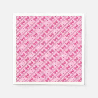 Serviette En Papier Rubans roses en diagonale à rayures pois