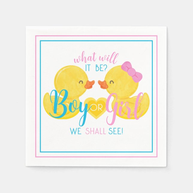 Serviette En Papier Rubber Duck Genre Neutre ou Revele Party (Devant)