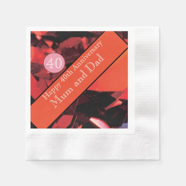 Serviette En Papier Ruby du 40e anniversaire du Mariage (Devant)