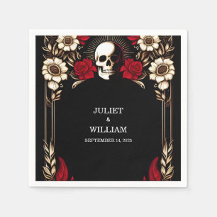 Serviette En Papier Ruby épais Claret Blanc Coeur Rouge Noir Mariage