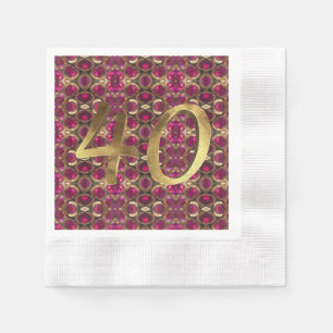 Serviette En Papier Ruby Gemstone Motif 40e anniversaire de Mariage