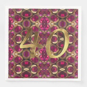 Serviette En Papier Ruby Gemstone Motif 40e anniversaire de Mariage