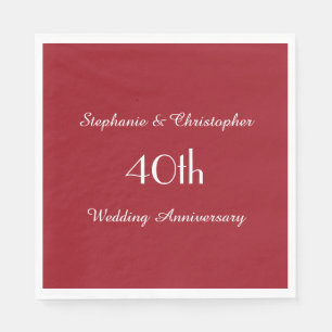 Serviette En Papier Ruby Red 40th Anniversary Party Papier Napkin