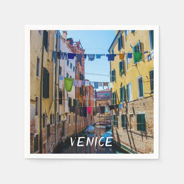 Serviette En Papier Rue à Venise avec lave-linge Italie (Devant)