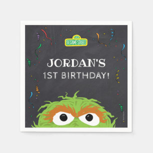Serviette En Papier Rue Sésame   Anniversaire d'Oscar Tableau Noir