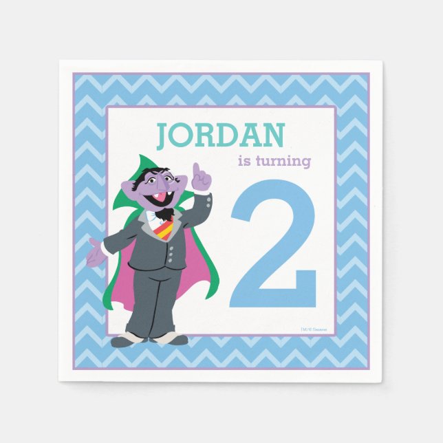 Serviette En Papier Rue Sésame | Count von Count Anniversaire (Devant)
