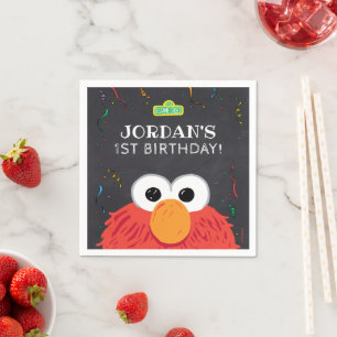 Serviette En Papier Rue Sésame   Elmo Birthday Chalkboard