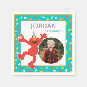 Serviette En Papier Rue Sésame Elmo - Cupcake & Confetti Anniversair