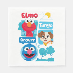 Serviette En Papier Rue Sésame   Elmo, Tango, & Grover Park Graphic