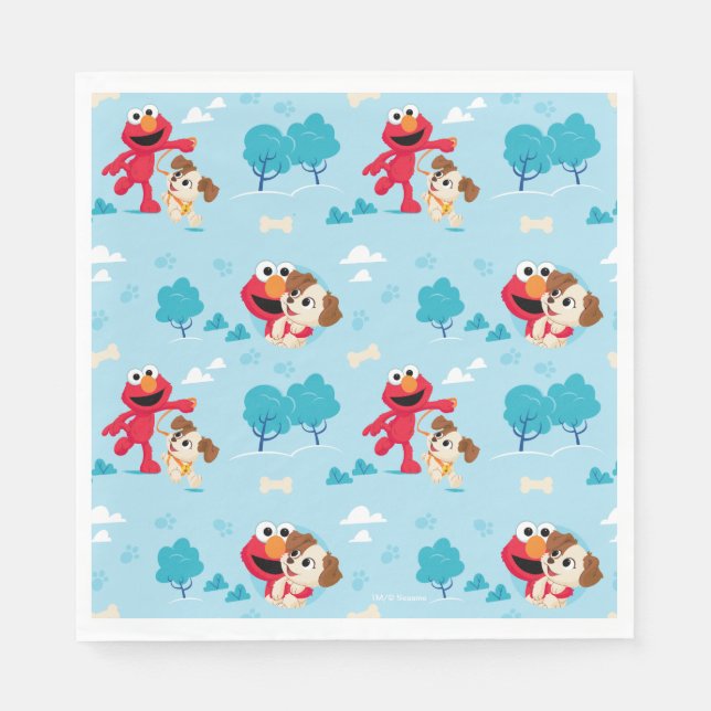 Serviette En Papier Rue Sésame | Motif Elmo & Tango (Devant)