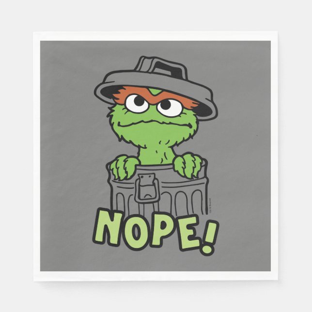 Serviette En Papier Rue Sésame | Oscar le Grouch Nope! (Devant)