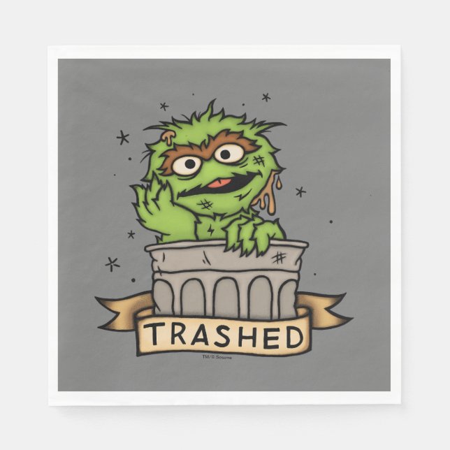 Serviette En Papier Rue Sésame | Oscar the Grouch Trashed (Devant)