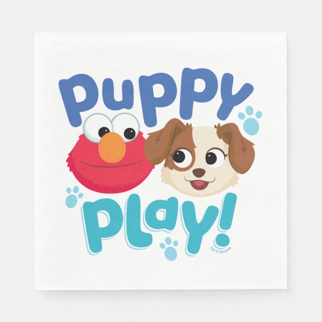 Serviette En Papier Rue Sésame | Puppy Play Elmo & Tango (Devant)
