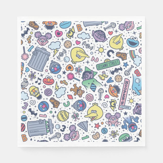 Serviette En Papier Rue Sésame | Sesame Pals DoodMotif (Devant)
