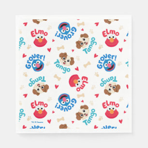 Serviette En Papier Rue Sésame   Tango, Elmo et Motif Grover