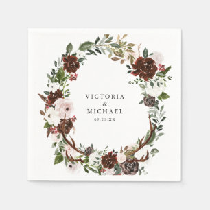 Serviette En Papier Russe Antler Pays Boho Floral Monogramme