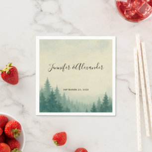 Serviette En Papier Russe aquarelle mariage de forêt de pins