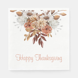 Serviette En Papier Russe Automne Terracotta Floral Thanksgiving Invi