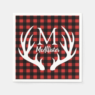 Serviette En Papier Russe Blanc Cerf Antlers Buffalo Check Plaid