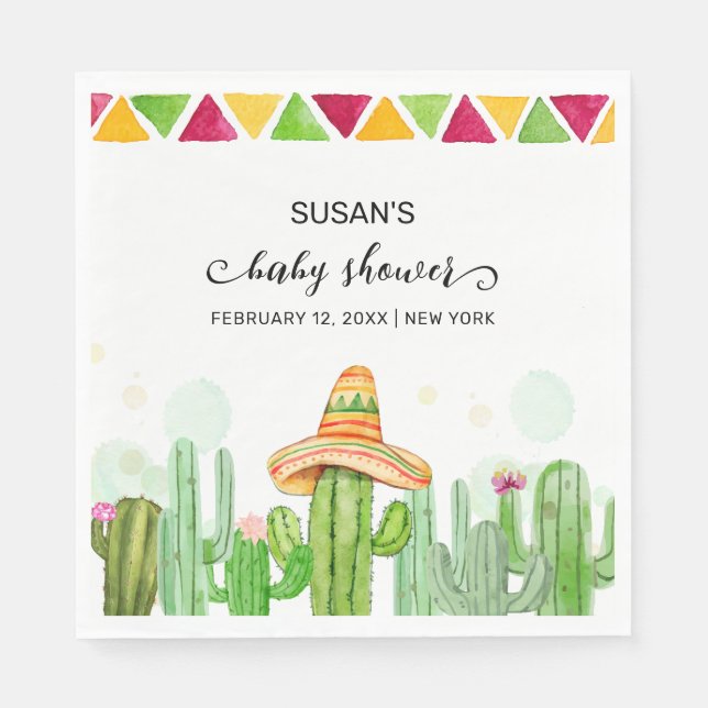 Serviette En Papier Russe Boho Fiesta Cactus Taco 'Bout A Baby shower (Devant)