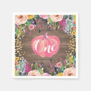 Serviette En Papier Russe Citrouille premier anniversaire rose et or