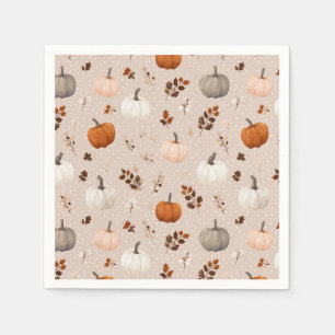 Serviette En Papier Russe Citrouilles d'automne et feuilles d'automne