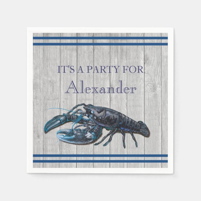 Serviette En Papier Russe Costal Nautique Marine Bleu Gris de bois Nap (Devant)