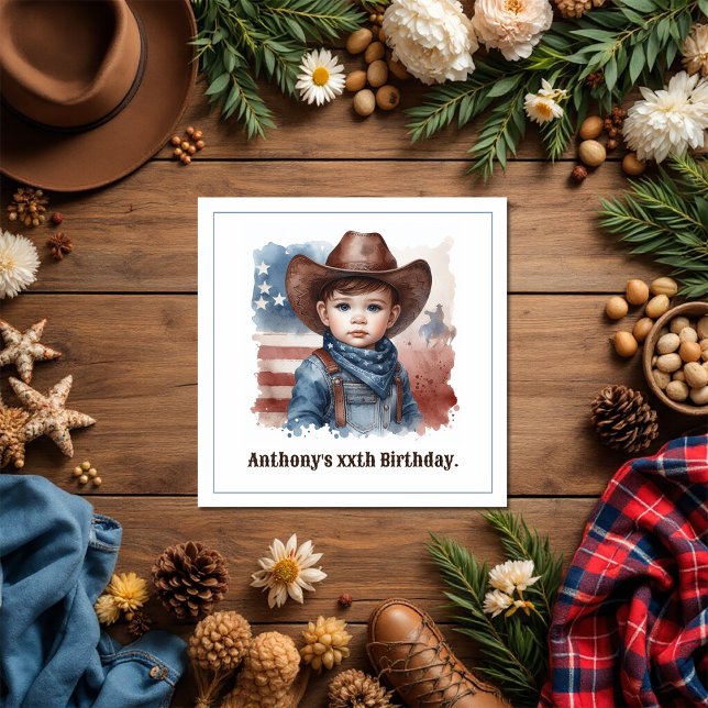 Serviette En Papier Russe Cowboy Western Rodeo fête d'anniversaire (Rustic Cowboy Western Rodeo Birthday Party Napkins)
