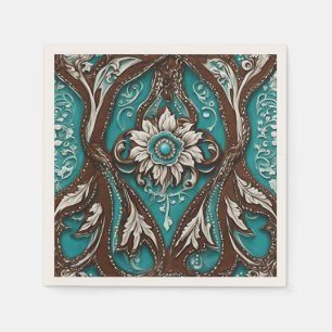 Serviette En Papier Russe Cowgirl Turquoise Pays Brown Parti occidenta