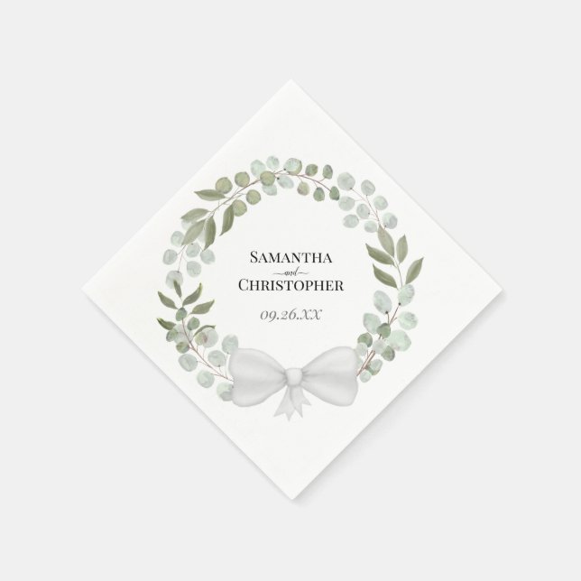Serviette En Papier Russe Eucalyptus Wreath Mariage de conception diag (Coin)