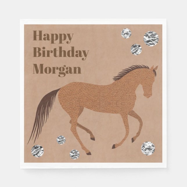 Serviette En Papier Russe Horse Faux cuir Pony fête d'anniversaire (Devant)