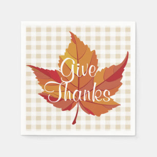 Serviette En Papier Russe Leaf Automne et Plaid Donner Merci