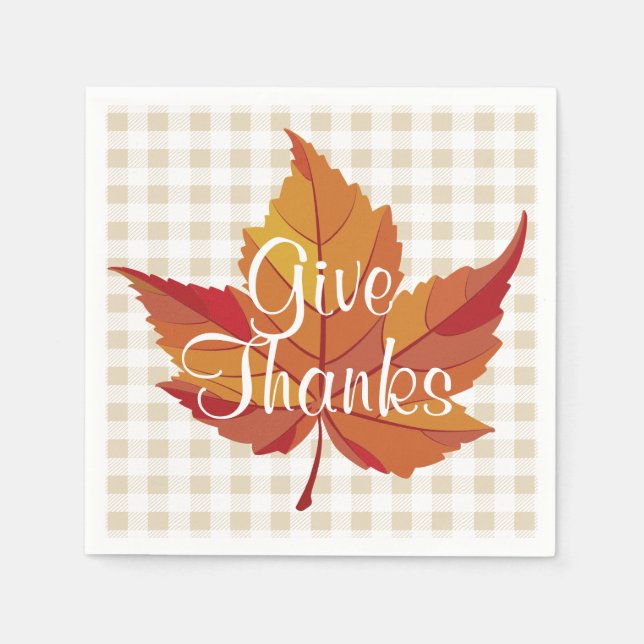 Serviette En Papier Russe Leaf Automne et Plaid Donner Merci (Devant)