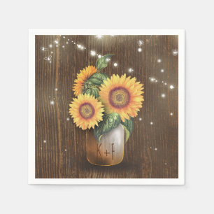 Serviette En Papier Russe Tournesol Mason Jar Mariage