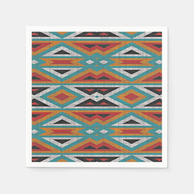 Serviette En Papier Russe Tribe Mosaic Amérindien Motif (Devant)