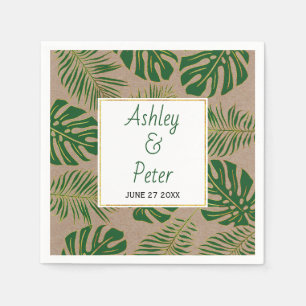 Serviette En Papier Russe tropical vert monstère palme feuille mariage