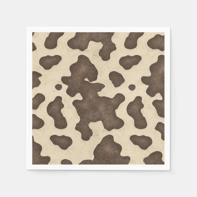 Serviette En Papier Russe Vache Brown Imprimer Pays Western Rodeo Part (Devant)