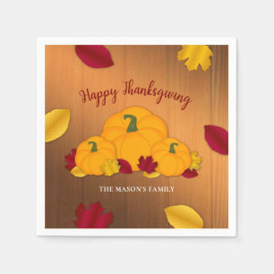 Serviette En Papier Russe Woodsy Thanksgiving Citrouilles & Fall Leave