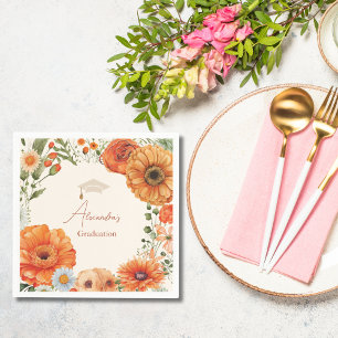 Serviette En Papier Rust Fleurs en terre cuite Burnt Orange Graduation