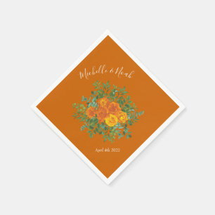 Serviette En Papier Rust Orange Mariage Vintage Floral