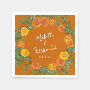 Serviette En Papier Rust Orange Mariage Vintage Floral