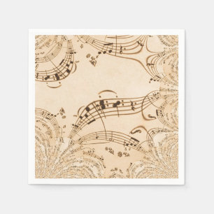 Serviette En Papier Rustic Antique Musical Notes