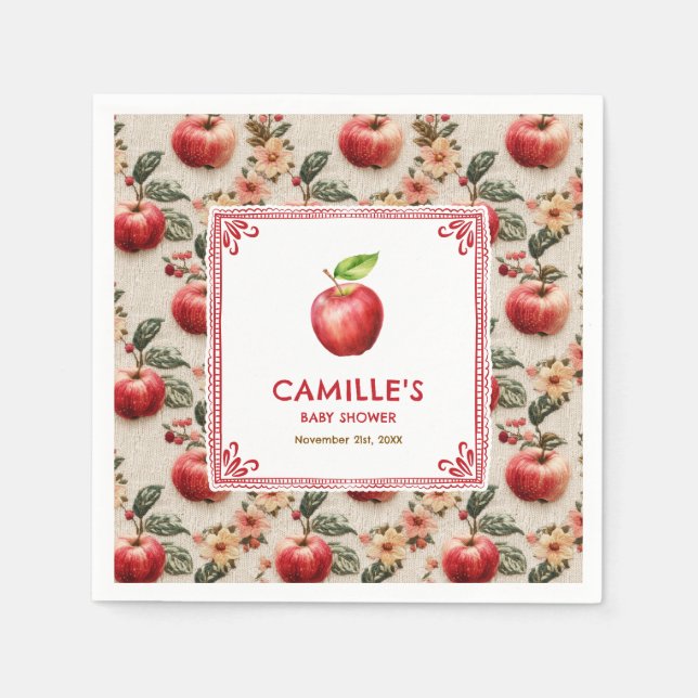 Serviette En Papier Rustic Apple Baby Shower Paper Napkins (Devant)