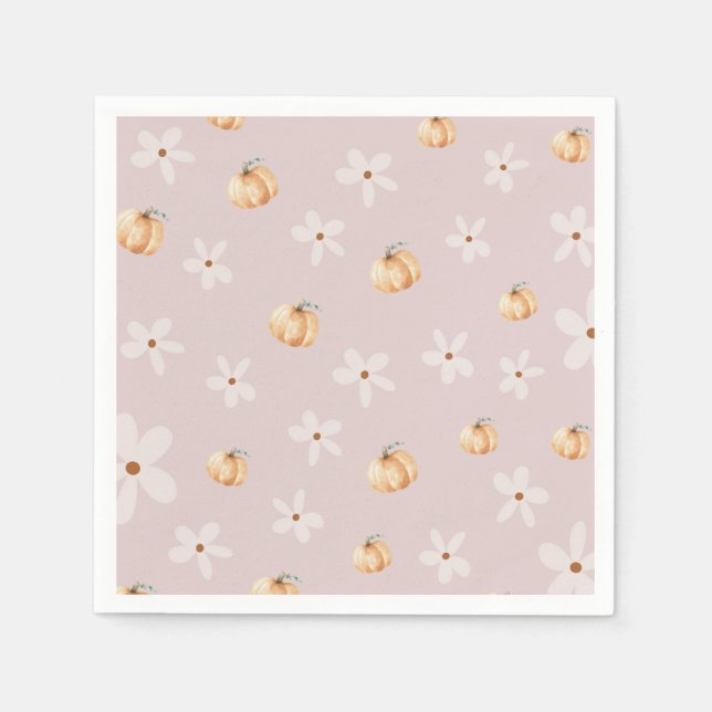 Serviette En Papier Rustic Autumn Fall Pumpkin and Daisy Baby shower (Devant)