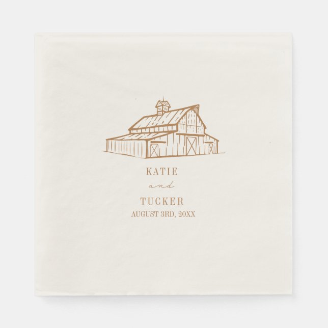 Serviette En Papier Rustic Barn Goldenrod Mariage (Devant)